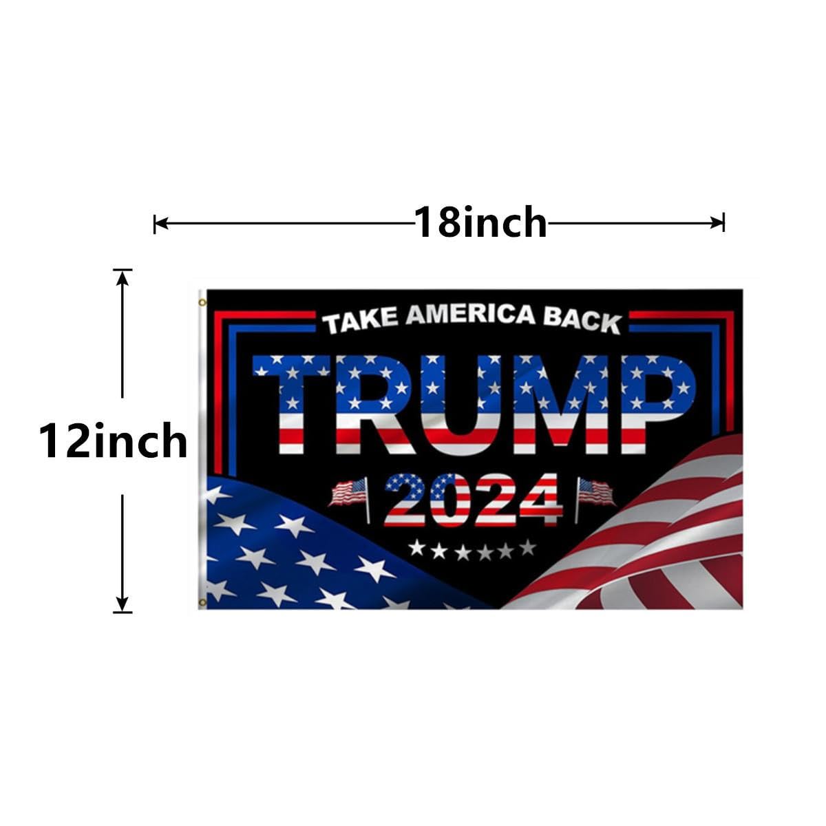 JOLCAHEU Double Sided Trump 2024 Boat Flag 12x18inch,220D Durable Nylon President Trump Flag for Boat,Take America Back Flags with 2 Brass Grommets.