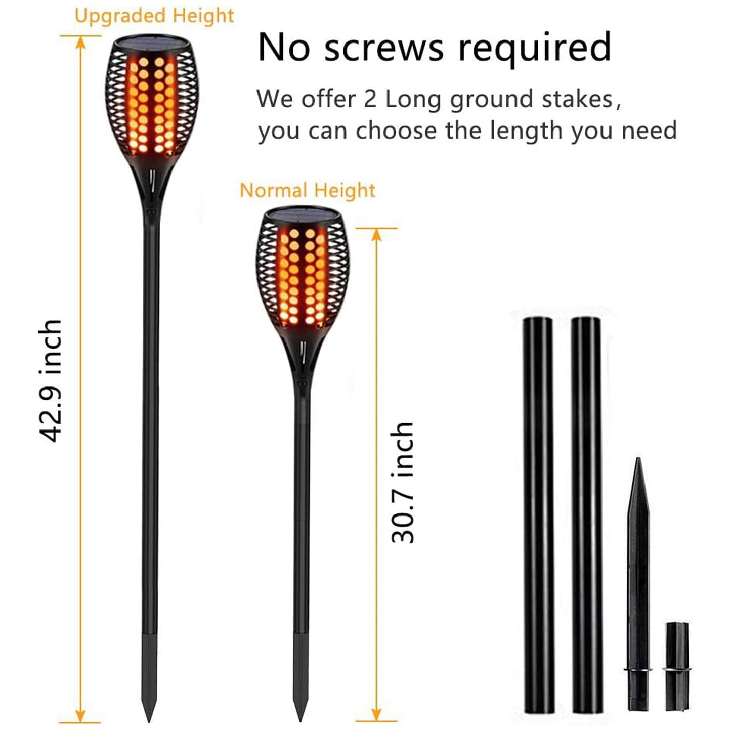 Aityvert Solar Lights, 43" Flickering Flames Torch Lights Outdoor Landscape Decoration Lighting Dusk to Dawn Auto On/Off Security Flame Lights for Yard Garden Pathway Driveway 1-Pack