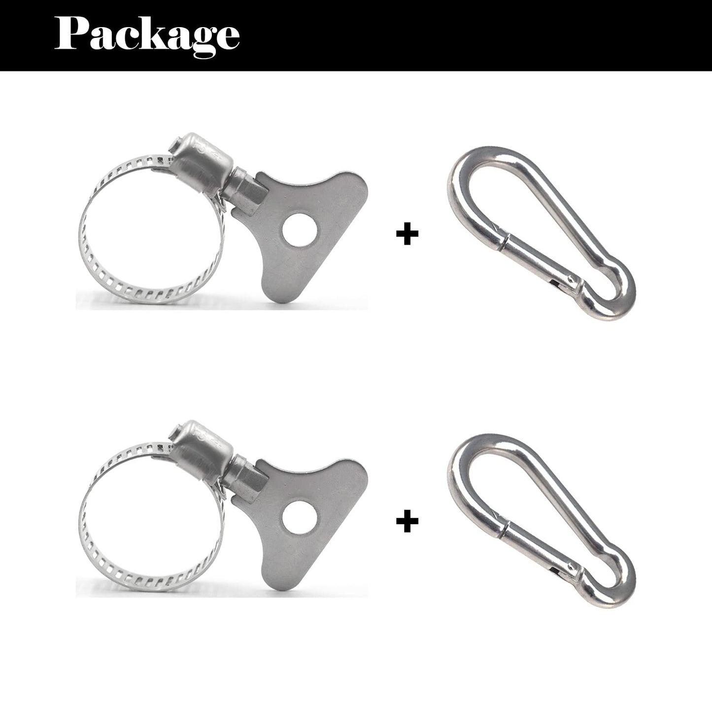 Whip Flag Clips with Carabiner Clamp, Flag Clips for Outside, Stainless Steel Flag Pole Clips for Flagpole to Hold Flag with Pole Rings 0.75-1.2 Inches Diameter for Boat, Truck, Atv, Garden (2 Pack)