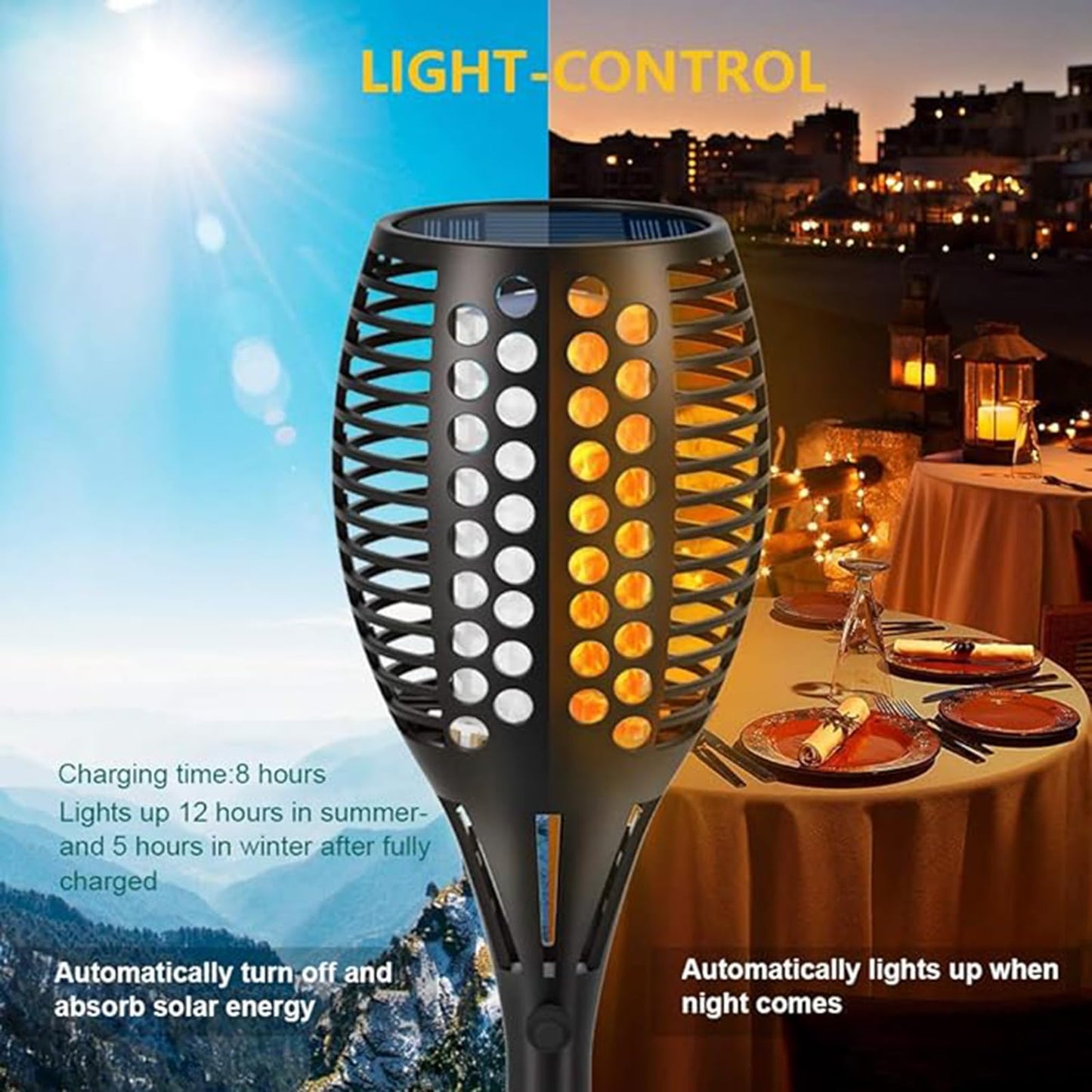 Aityvert Solar Lights, 43" Flickering Flames Torch Lights Outdoor Landscape Decoration Lighting Dusk to Dawn Auto On/Off Security Flame Lights for Yard Garden Pathway Driveway 1-Pack