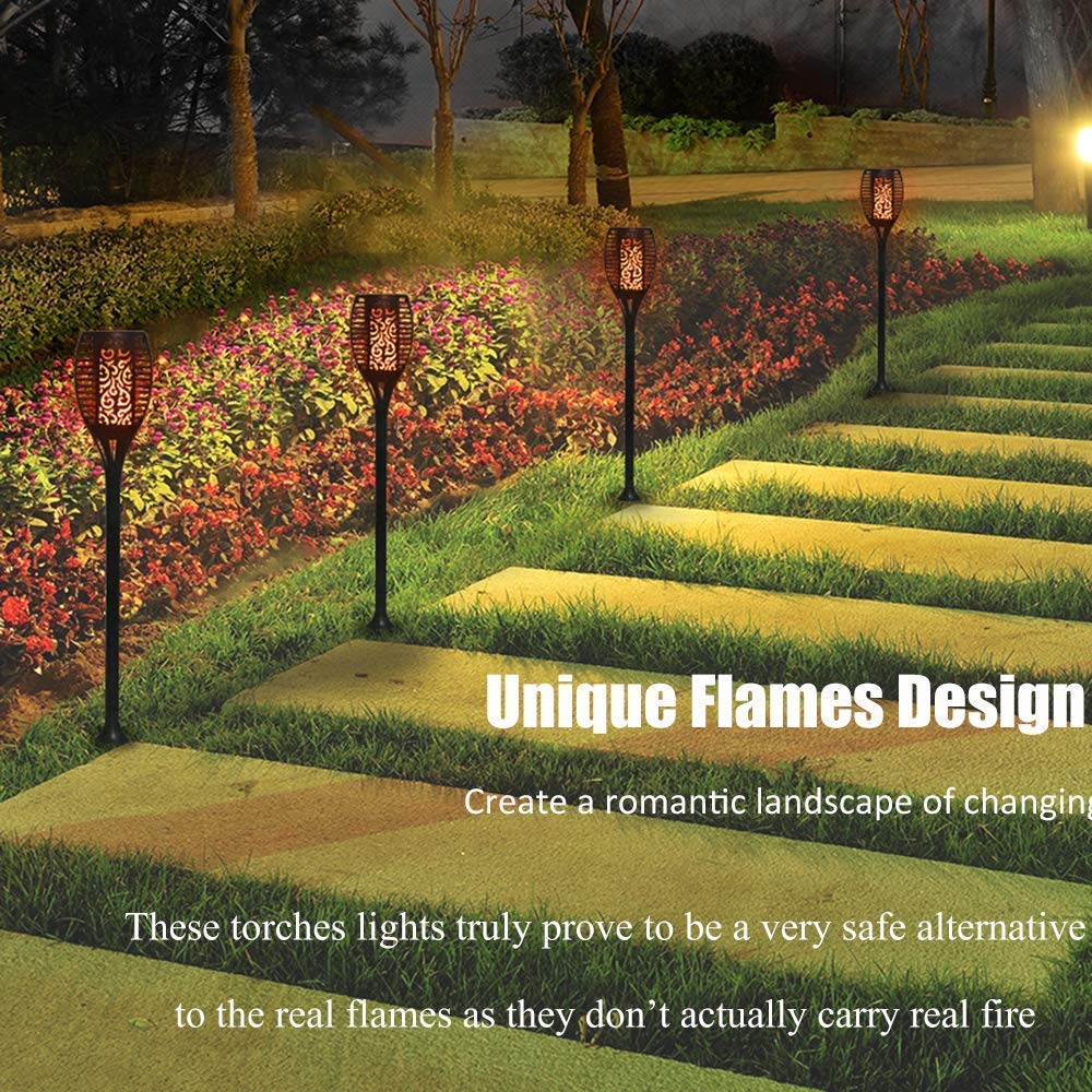 EOYIZW Solar Lights Outdoor 4 Pack, Premium 99 LEDs Solar Torch Light with Flickering Flame Outdoor Decor- IP65 Waterproof Solar Garden Lights for Halloween Decorations Yard Garden Porch
