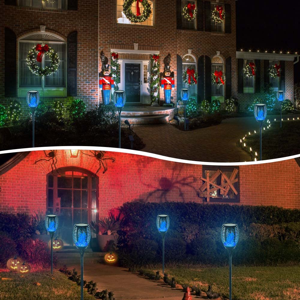 EOYIZW Solar Lights Outdoor 4 Pack, Premium 99 LEDs Solar Torch Light with Flickering Flame Outdoor Decor- IP65 Waterproof Solar Garden Lights for Halloween Decorations Yard Garden Porch