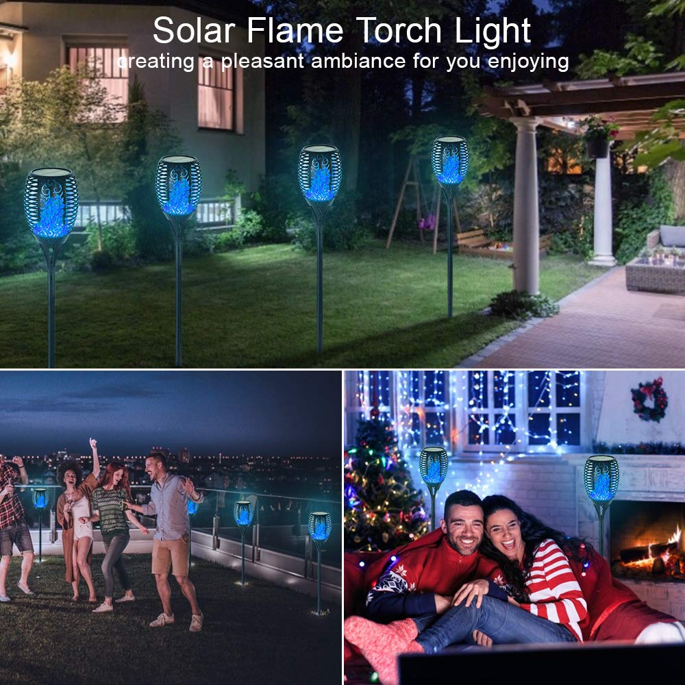 EOYIZW Solar Lights Outdoor 4 Pack, Premium 99 LEDs Solar Torch Light with Flickering Flame Outdoor Decor- IP65 Waterproof Solar Garden Lights for Halloween Decorations Yard Garden Porch