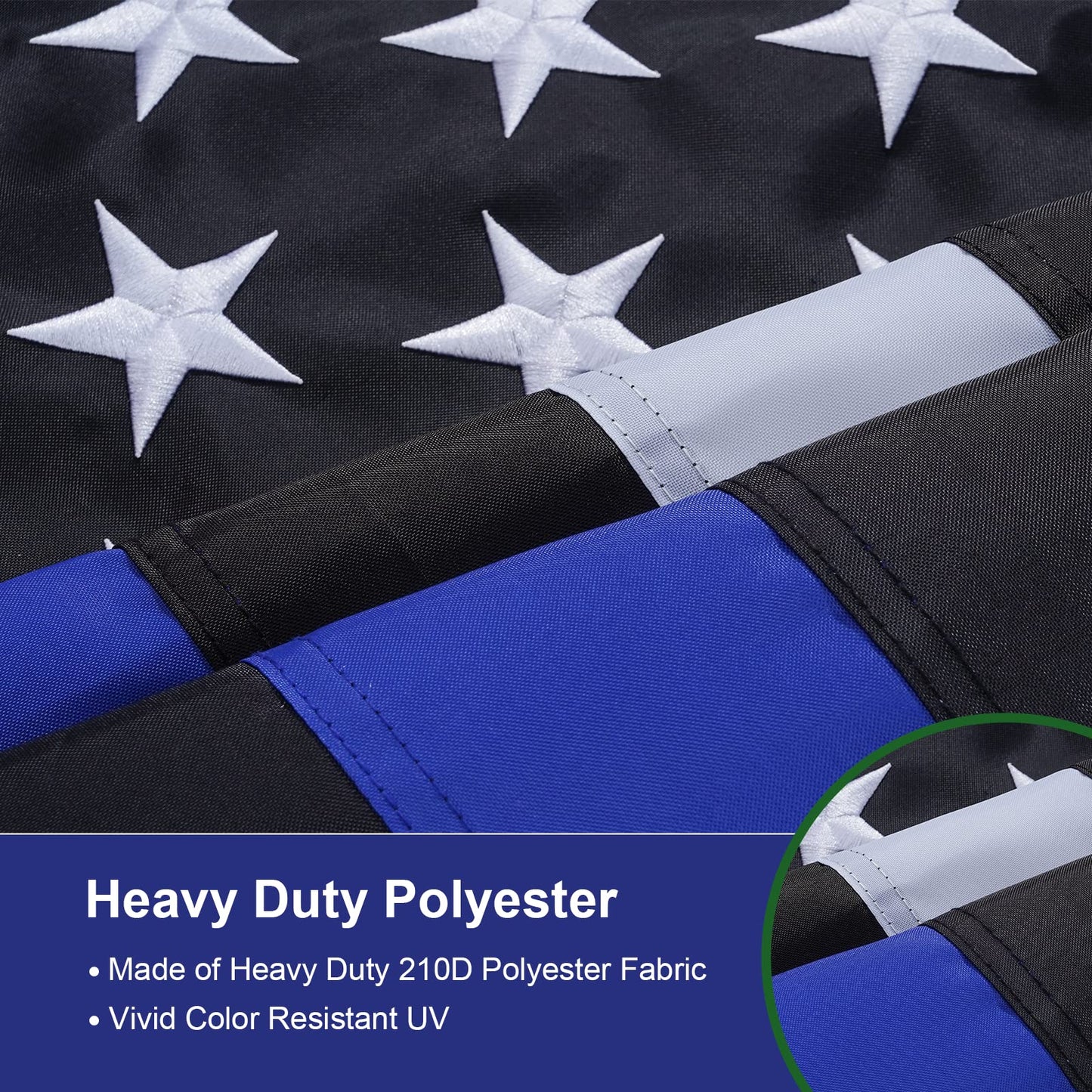 SYII Thin Blue Line Boat Flag 12x18 Inch Made in USA, Embroidered Stars Back the Blue Police Flags with 2 Brass Grommets and Sewn Stripes, Heavy Duty Nylon Outdoor Banner for Yacht ATV UTV