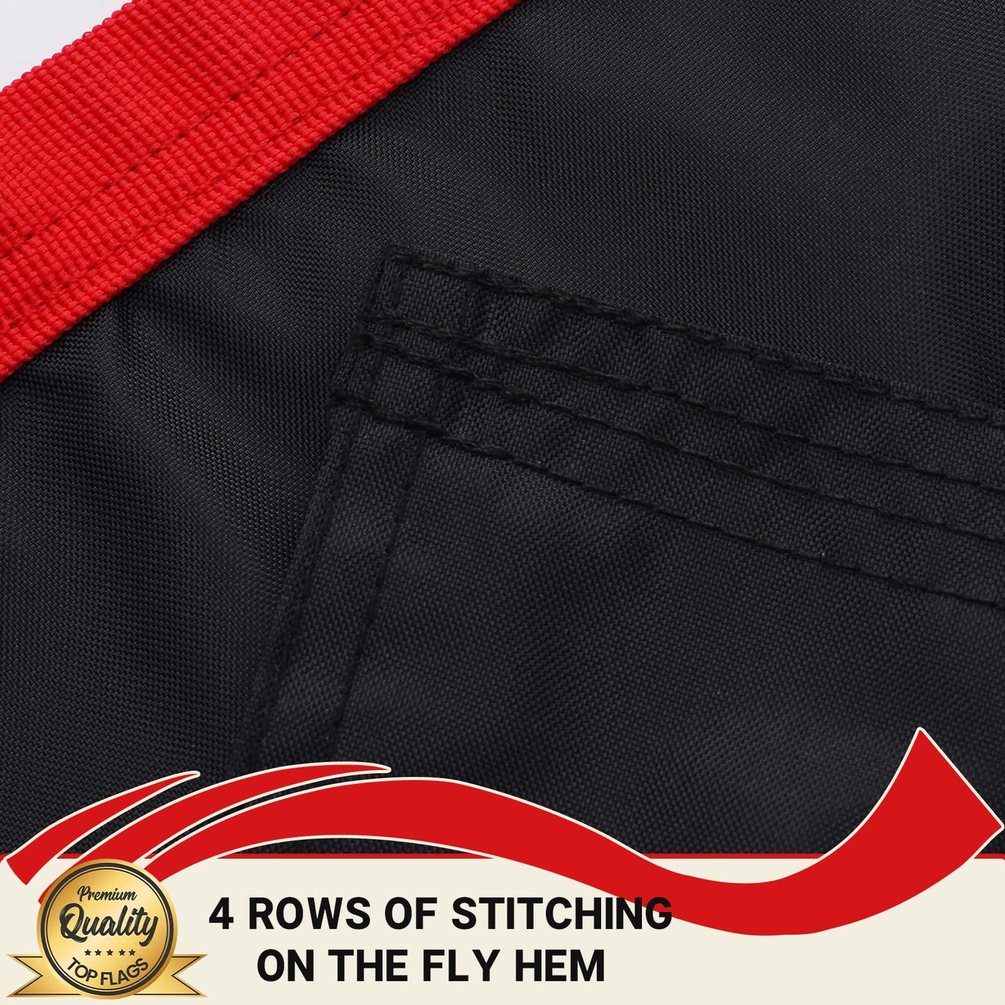 TOPFLAGS Pirate Boat Flag 12x18 Inch Jolly Roger Red Scarf Flag Embroidered Nylon with 2 Brass Grommets 4 Stitching Rows Heavy Duty Fade Proof Water-resistant Skull Banner for Outdoor Indoor