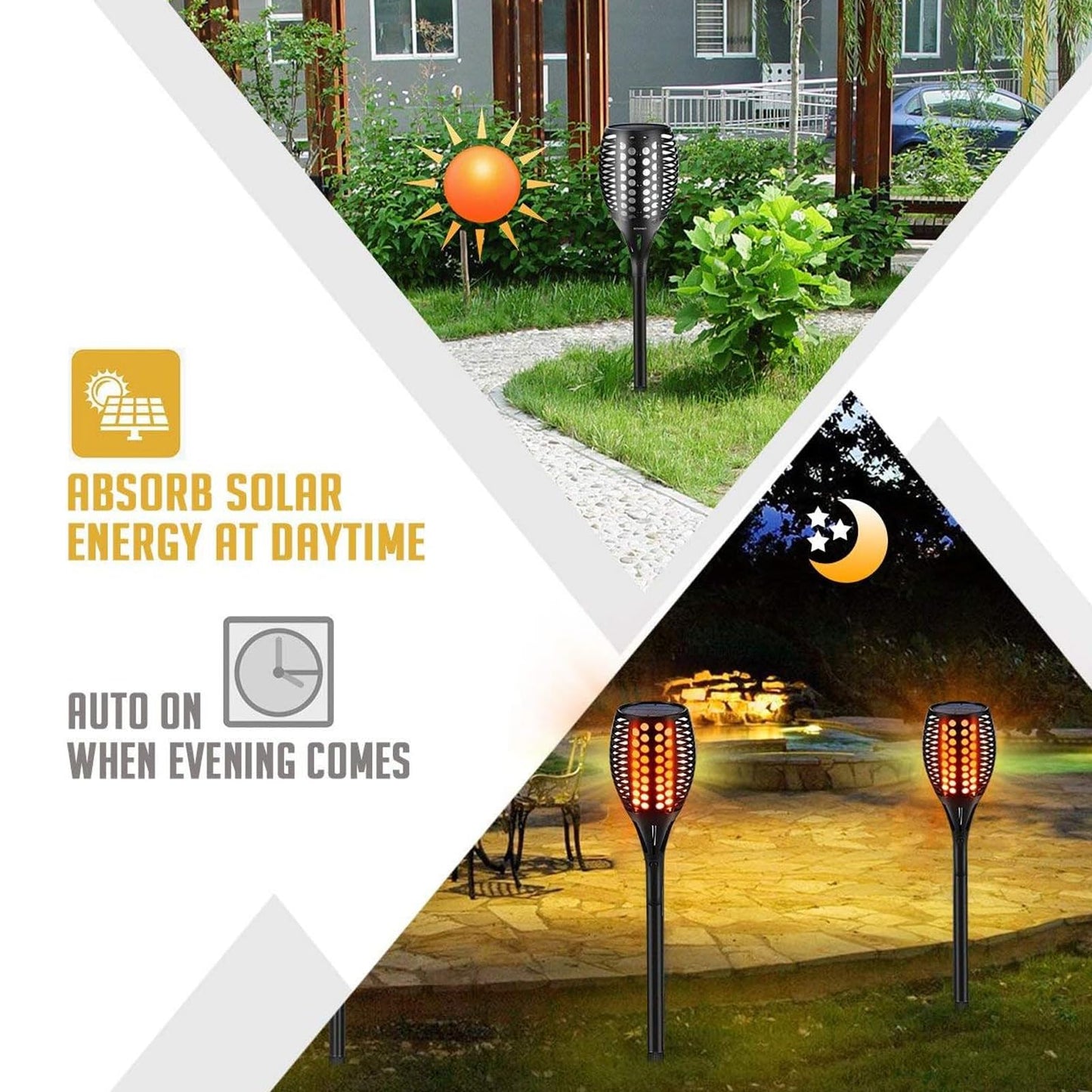 Aityvert Solar Lights, 43" Flickering Flames Torch Lights Outdoor Landscape Decoration Lighting Dusk to Dawn Auto On/Off Security Flame Lights for Yard Garden Pathway Driveway 1-Pack