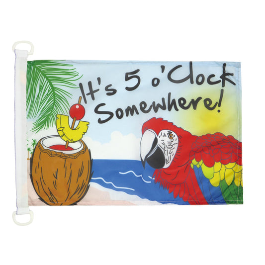 It's 5 o'Clock Somewhere NAUTICAL Flag 18'' x 12'' - Five o'clock flags 30 x 45 cm - Banner 12x18 in for boat - AZ FLAG